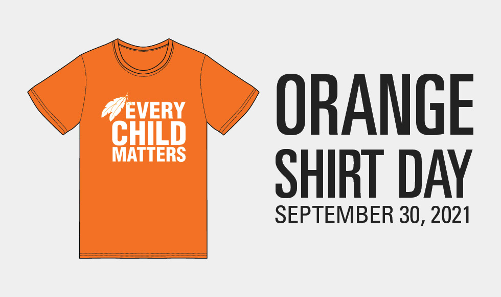 image of Orange t-shirt with Every Child Matters written on the front