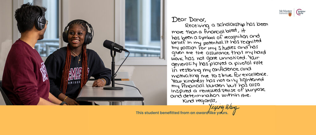 A thank you letter written by a student Dear Donor - Receiving a scholarship has been more than a financial boost, it has been a symbol of recognition and belief in my potential.